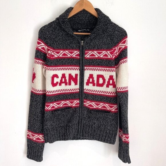 Jackets & Blazers - Bluenotes Women Canada Maple Leaf Acrylic Knit Sweater Cardigan Zip Size M